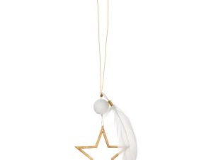Στολίδι Χριστουγεννιάτικο Χρυσό Αστέρι Με Φτερό LBTRD0089389 6x10cm White-Gold Raeder