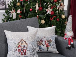 Μαξιλαροθήκη Διακοσμητική Χριστουγεννιάτικη Saltzburg Grey Teoran