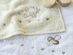 Πετσέτες Βρεφικές Welcome Baby (Σετ 2τμχ) White-Ecru Nima